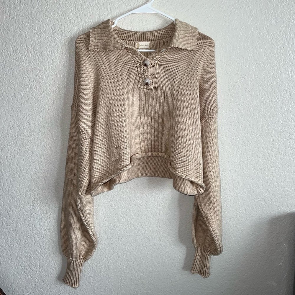 Cropped Collared Sweater